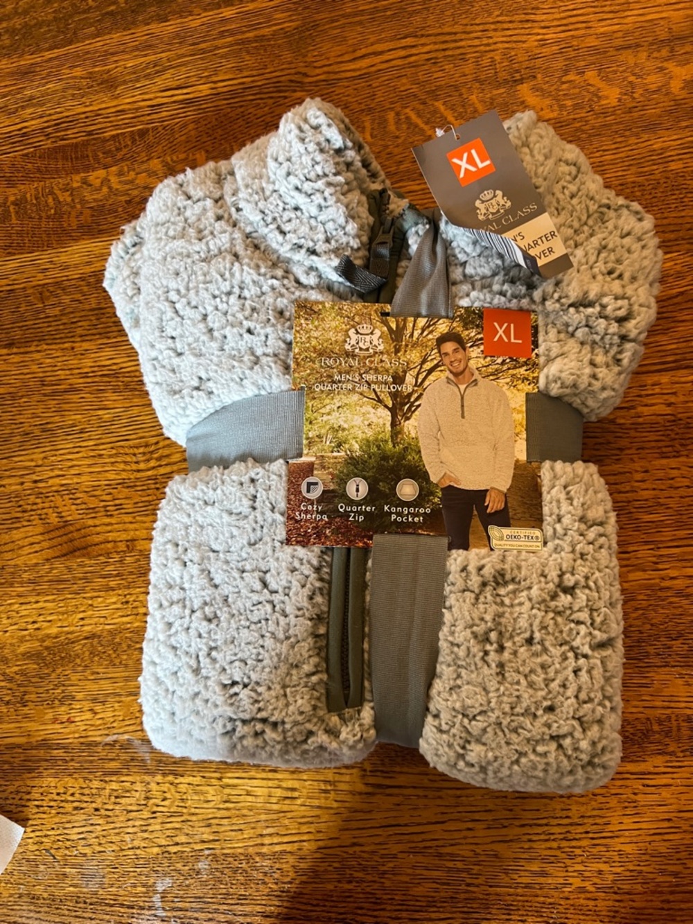 Royal Class Men's Sherpa Quarter-Zip Pullover - Light Gray - XL